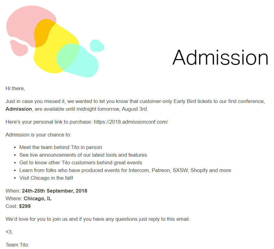 Admission Email 1