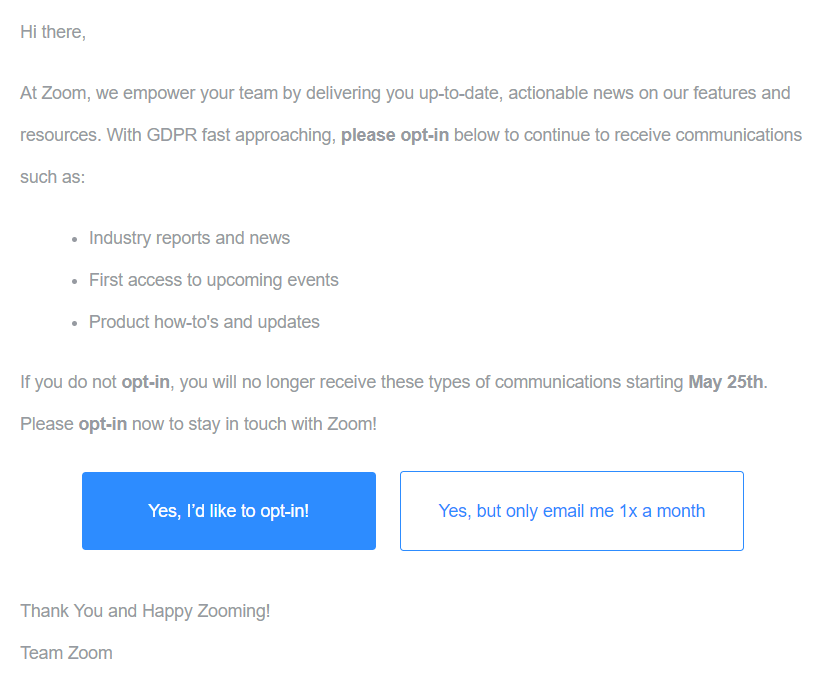 Zoom GDPR email